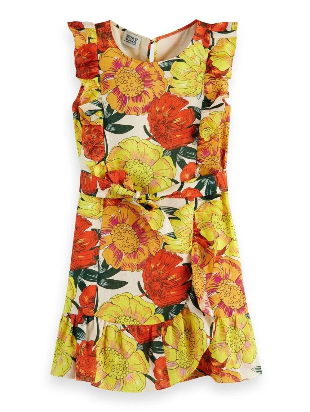 EUC Scotch & Soda Girls Linen Sunflower Dress size 12yrs